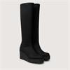 Marco Moreo Liege Studed Knee High Wedge - Black Stretch